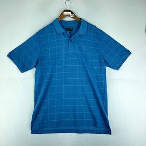 David Taylor Mens Polo Check Shirt Blue Size L Short Sleeve Collared
